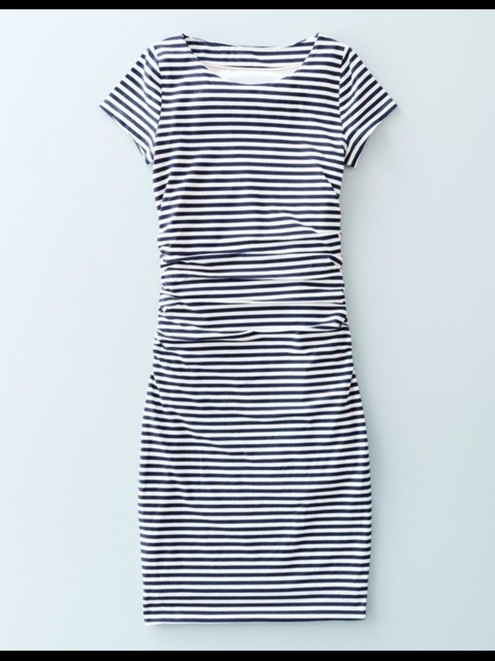 Boden Navy and White Striped Short Sleeve Sheath Dress